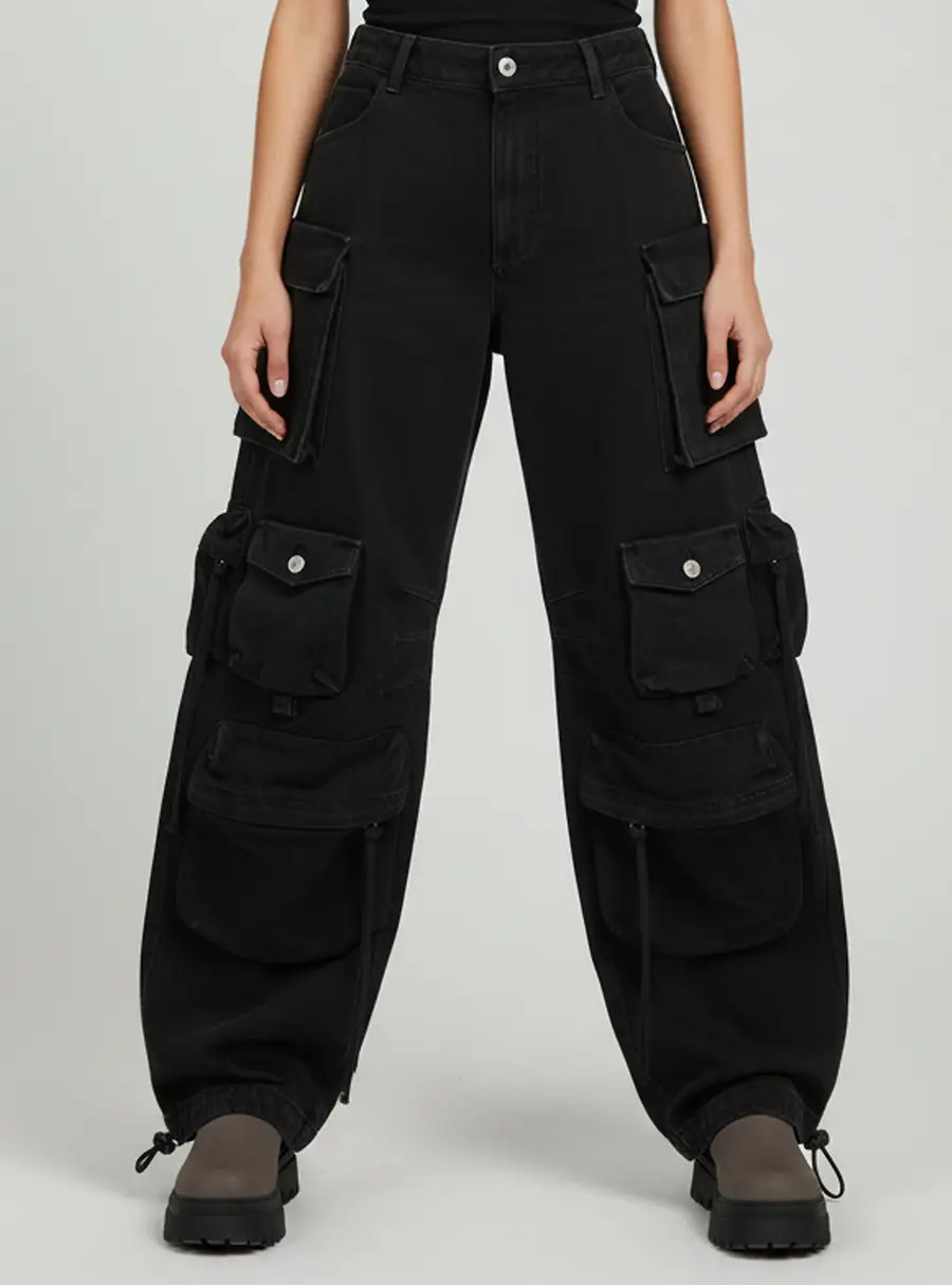 The Attico Black Denim Cargo Jeans M/ Waist 27"