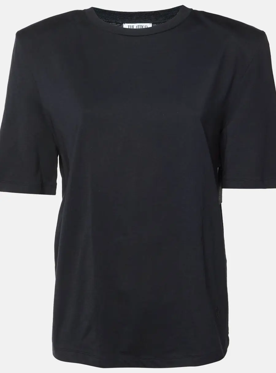 The Attico Black Cotton Structured Shoulder T-Shirt M/L