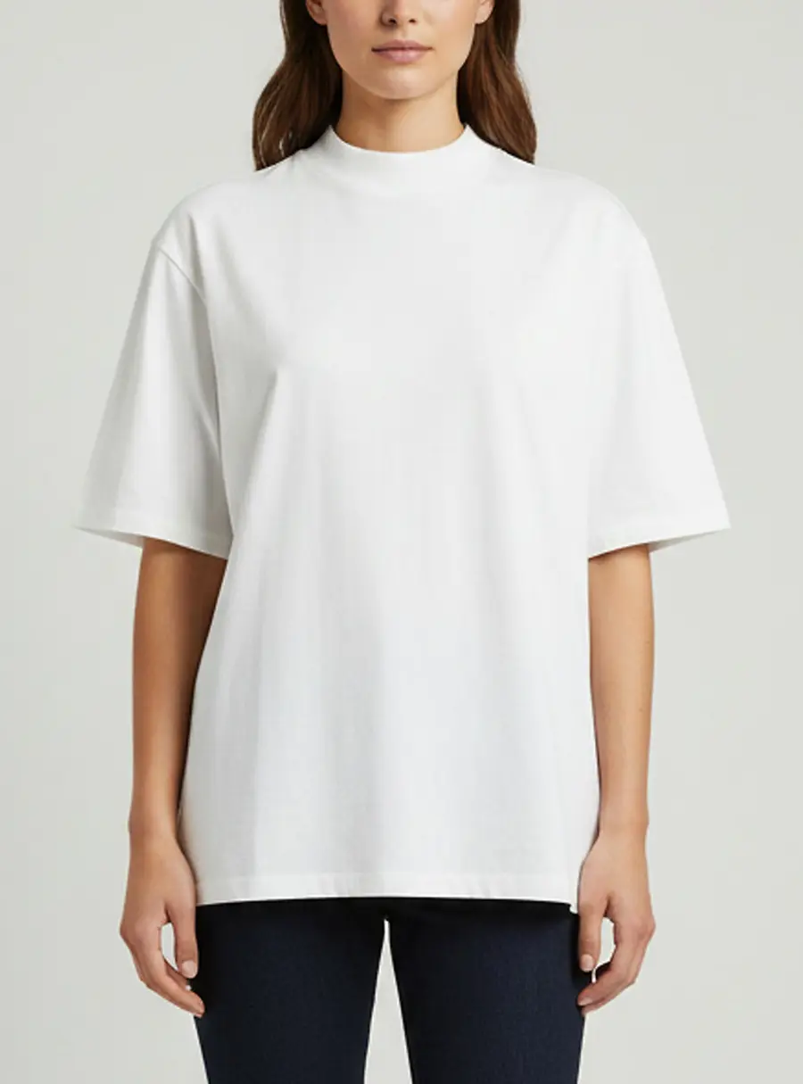 The Attico White Cotton Knit Mock Neck Killie T-Shirt S