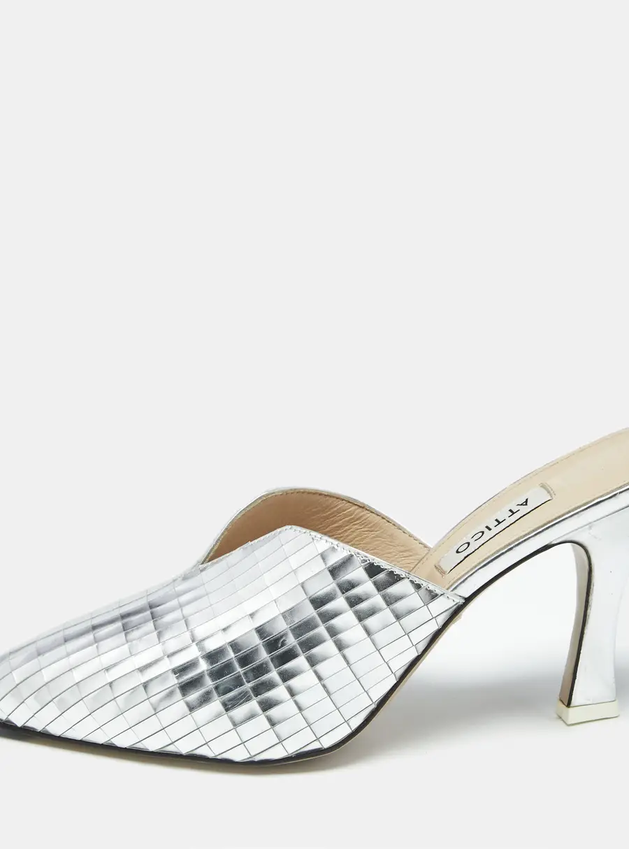 The Attico Silver Laminated Leather Monica Mules Size 39