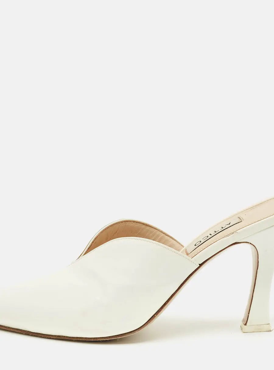 The Attico White Patent Leather Monica Mules Size 38