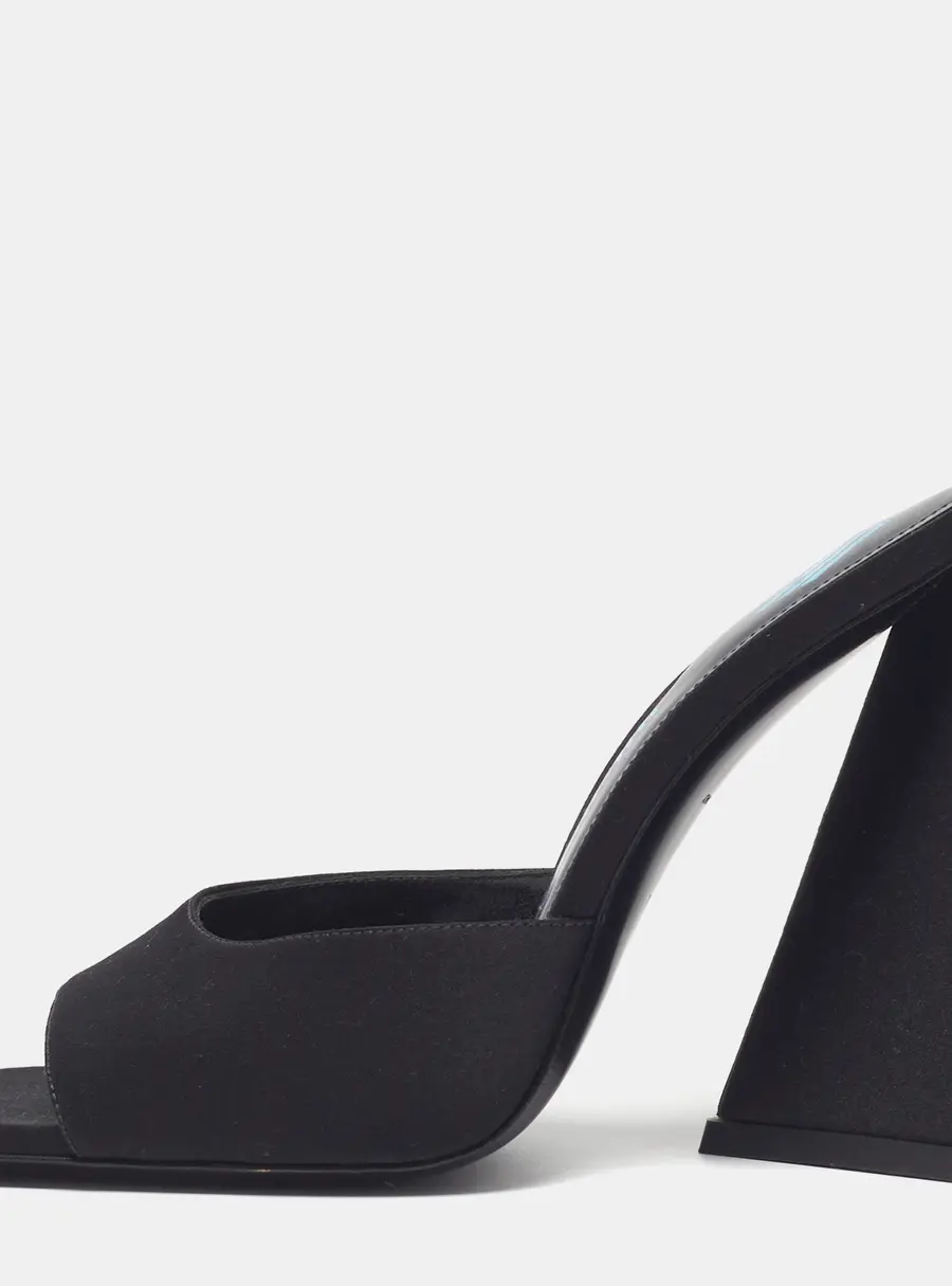 The Attico Devon Size 37 Black Satin Slide Sandals