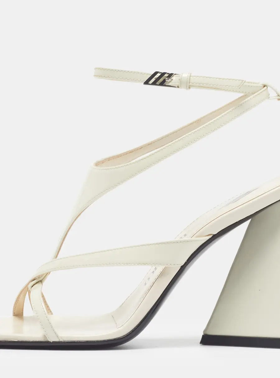 The Attico Devon Size 35 Cream Patent Leather Ankle Strap Sandals