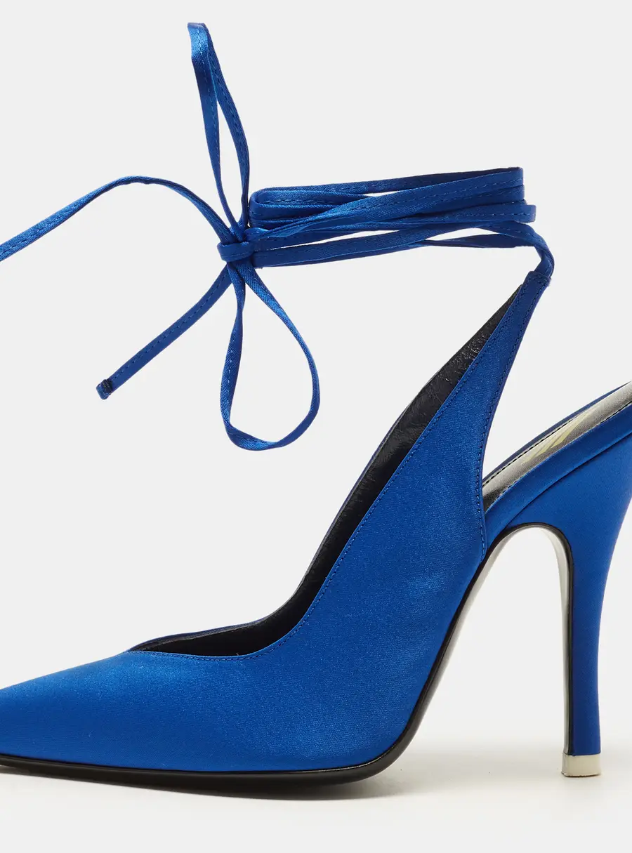 The Attico Venus Size 36 Blue Satin Ankle Strap Pumps
