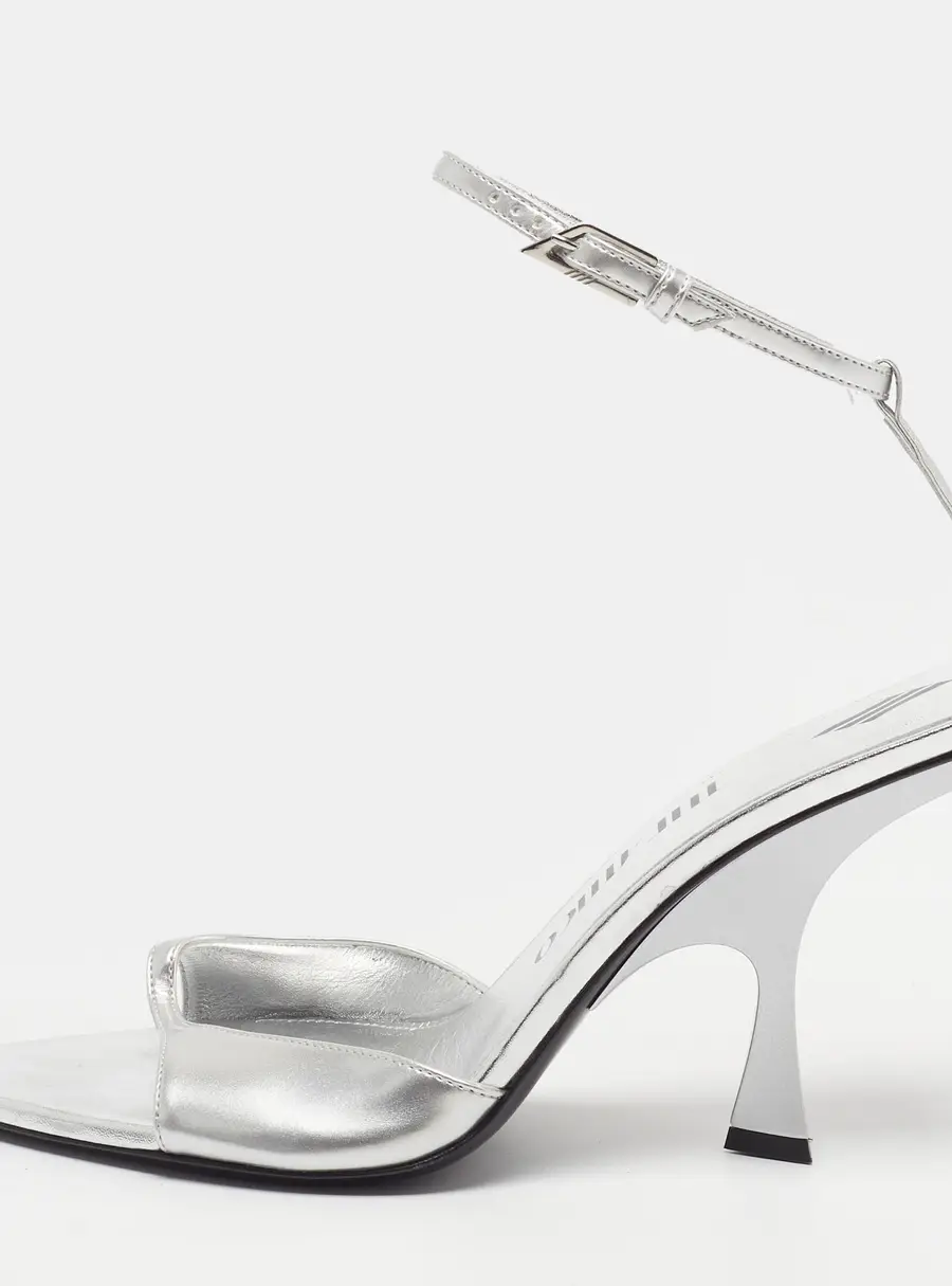 The Attico Venus Size 40 Silver Leather Ankle Strap Sandals