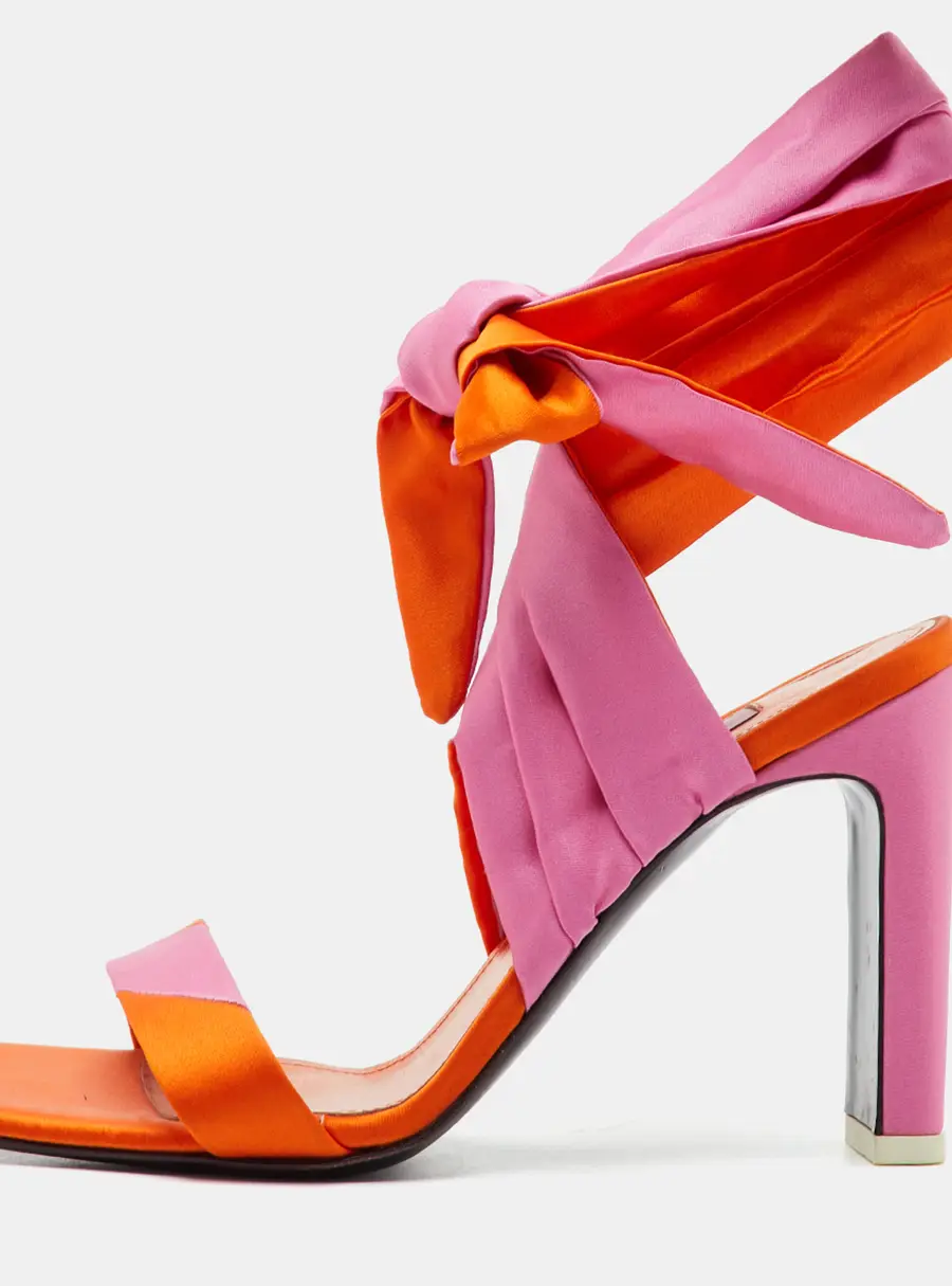 The Attico Size 37 Orange/Pink Satin Ankle Strap Sandals