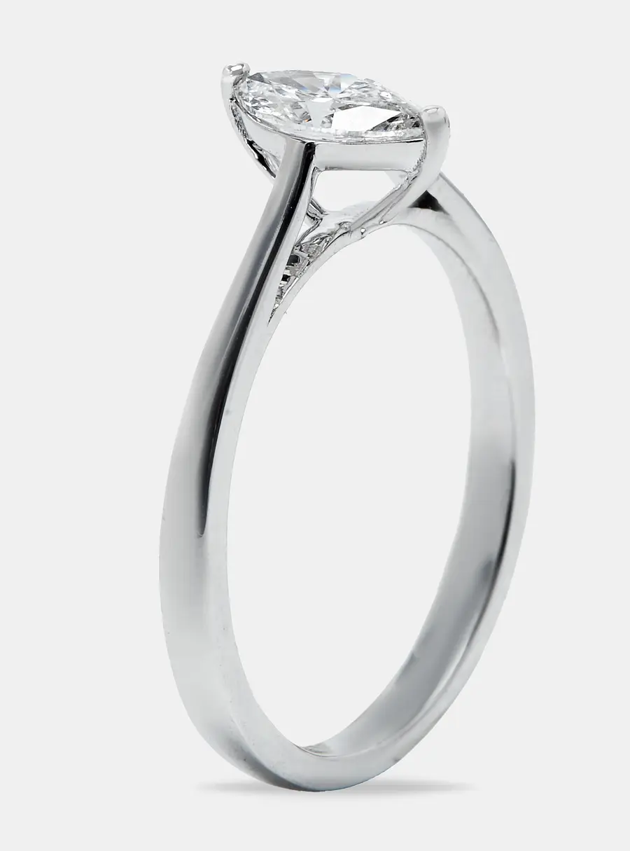 0.50 cts Marquise Cut Lab Grown Diamond 18k White Gold Ring Size 53