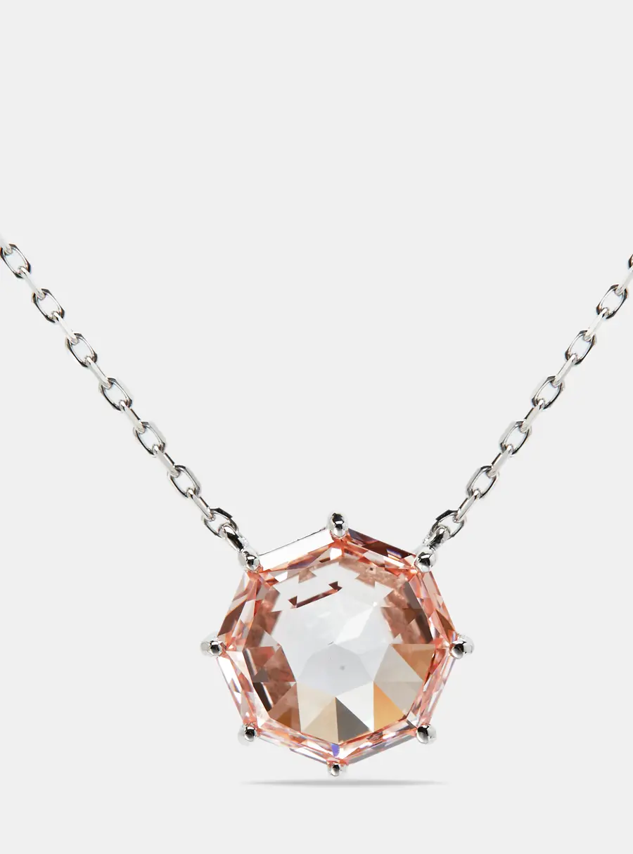 6.00 cts Pink Octagonal Step Cut 18k White Gold Lab Grown Diamonds Chain Necklace