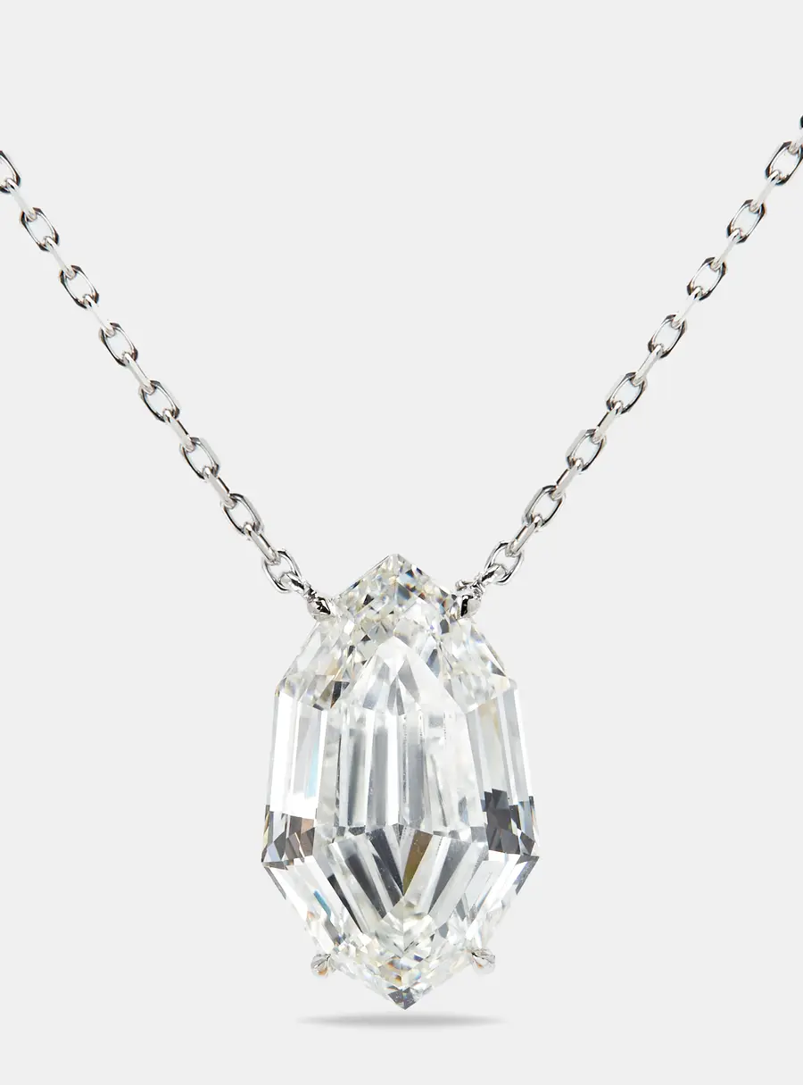 10.00 cts Decagonal Step Cut Lab Grown Diamond 18k White Gold Chain Necklace