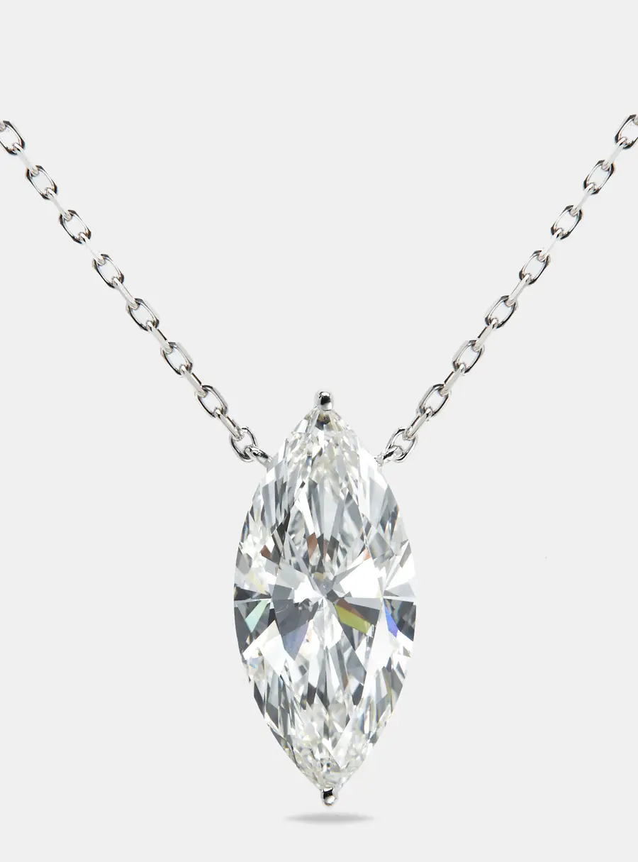 7.00 cts Marquise Briliant Lab Grown Diamond 18k White Gold Chain Necklace