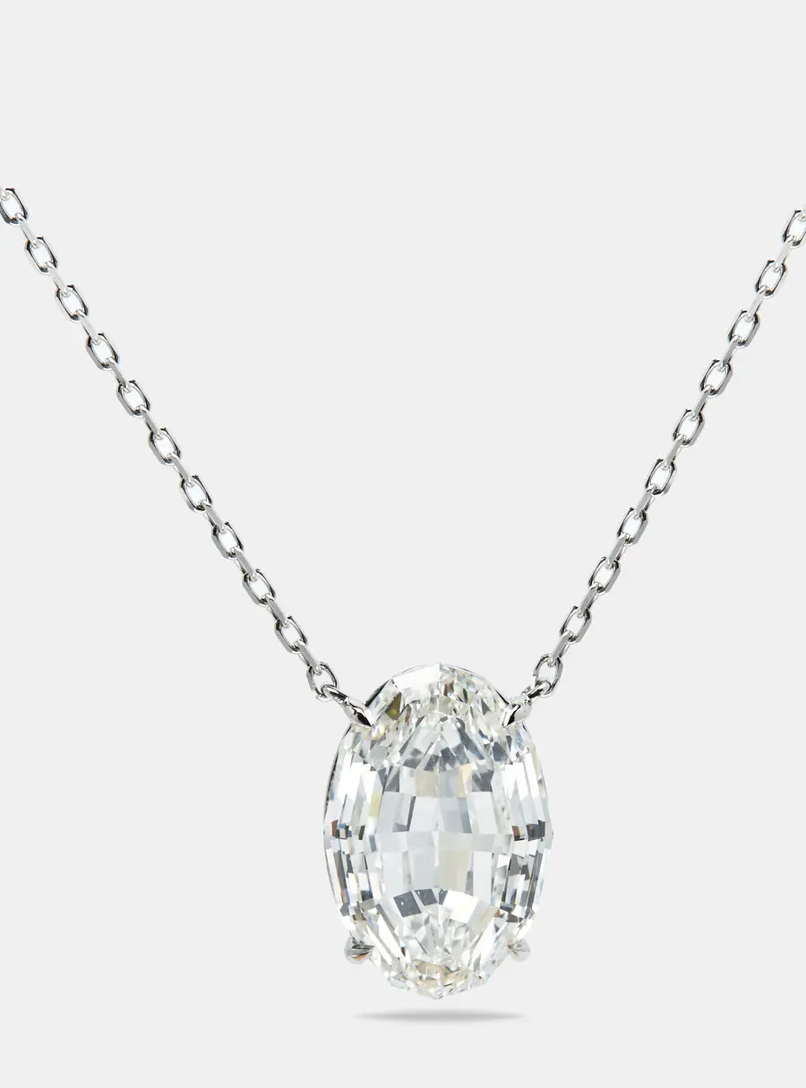 10.00 cts Step Cut Lab Grown Diamond 18k White Gold Chain Necklace