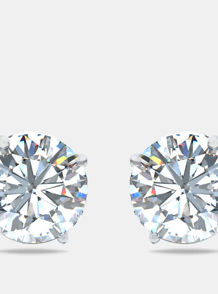 10.00 cts Round Brilliant Cut Lab Grown Diamond 18k White Gold Earrings