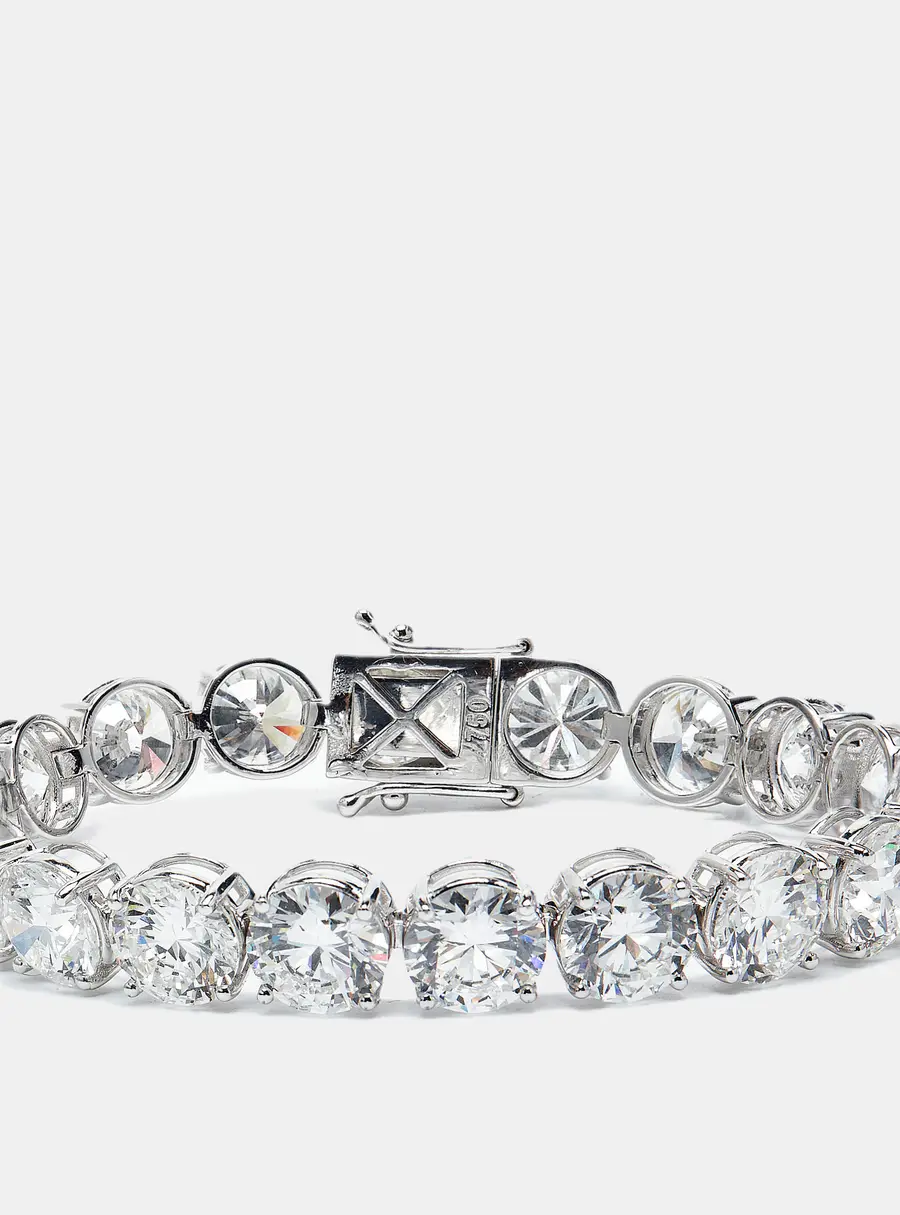 40.85 cts Round Brilliant Cut Lab Grown Diamond 18k White Gold Tennis Bracelet