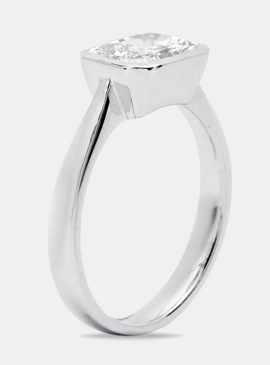 1.50 cts Radiant Cut Lab Grown Diamond 18k White Gold Ring Size 52