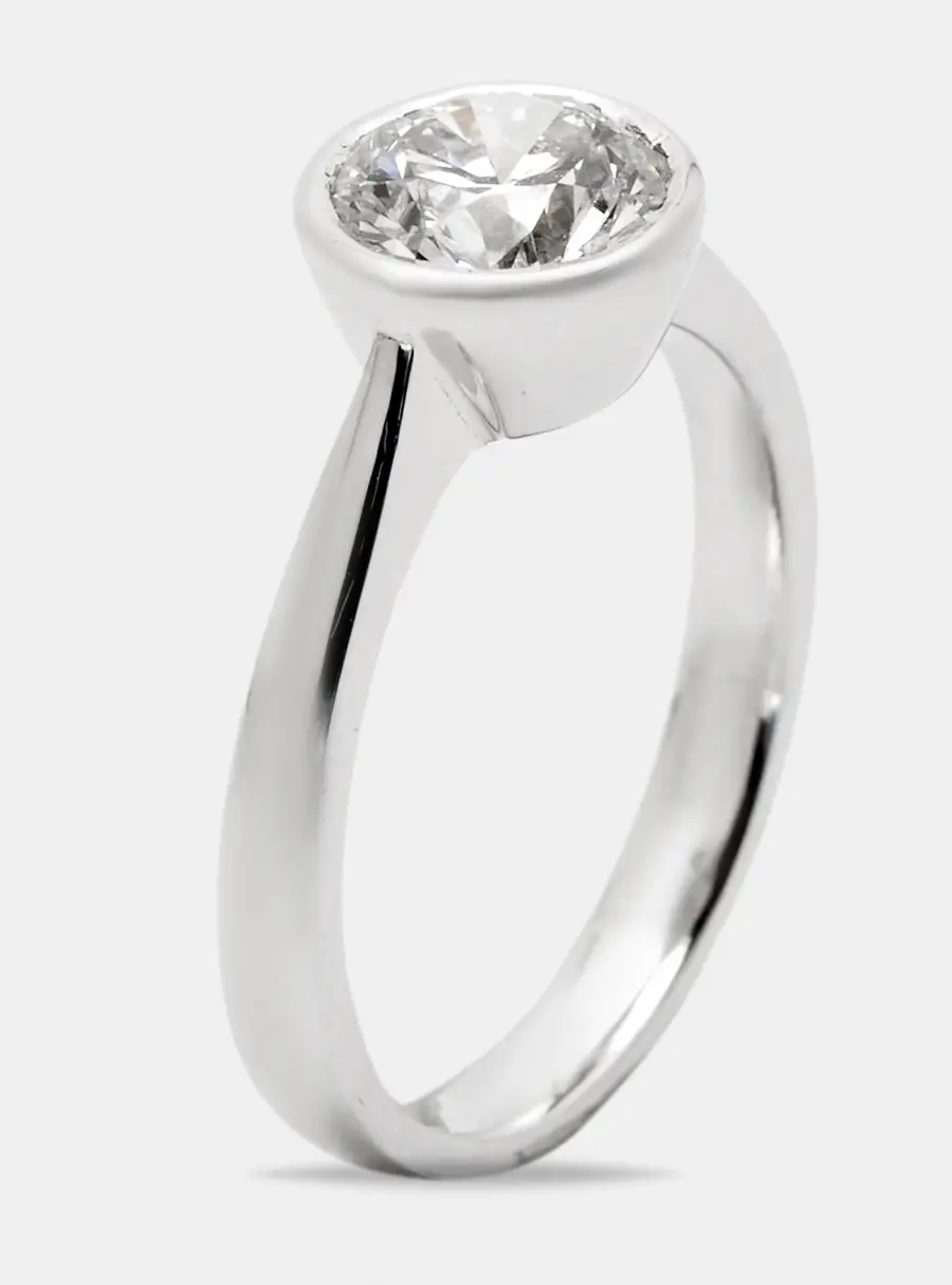 1.30 cts Round Brilliant Cut Lab Grown Diamond 18k White Gold Ring Size 52