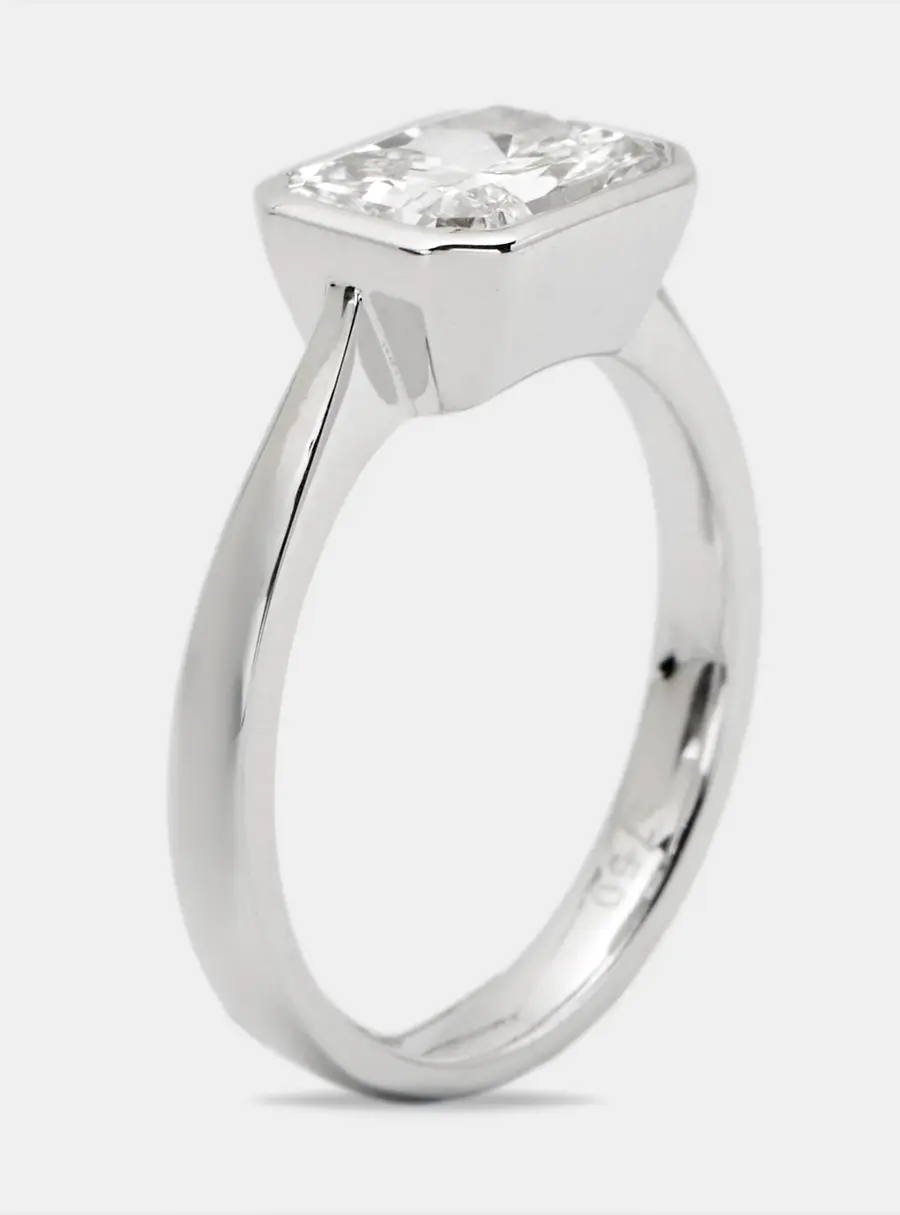 2.00 cts Radiant Cut Lab Grown Diamond 18k White Gold Ring Size 52