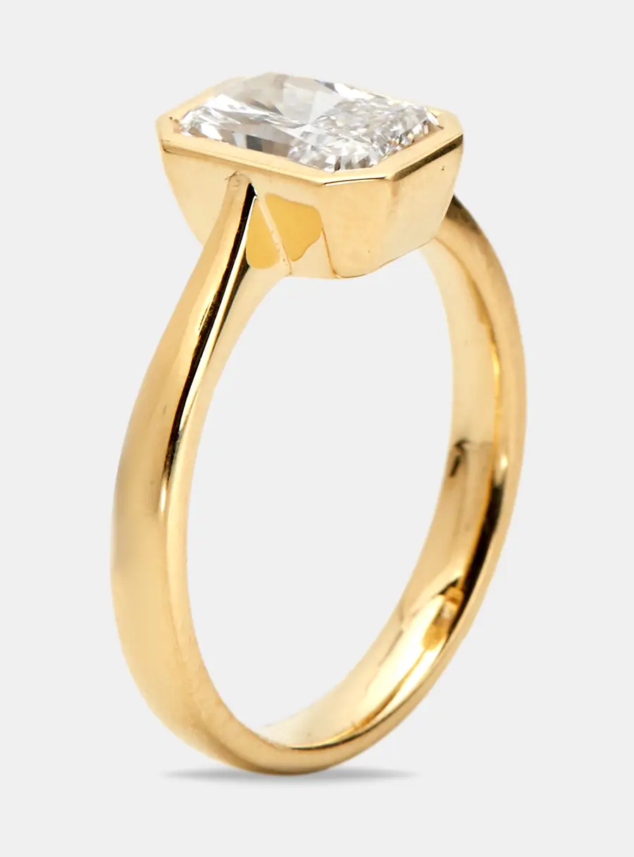 1.50 cts Radiant Brilliant Cut 18k Yellow Gold Lab Grown Diamonds Ring Size 52