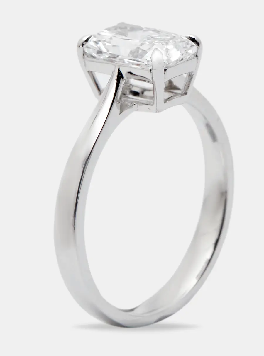 1.50 cts Radiant Brilliant Cut 18k White Gold Lab Grown Diamonds Ring Size 54