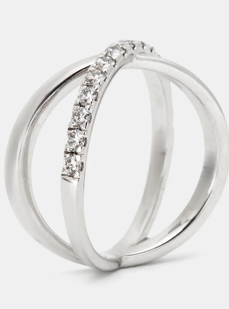 0.65 cts Round Brilliant Lab Grown Diamond 18k White Gold Ring Size 53