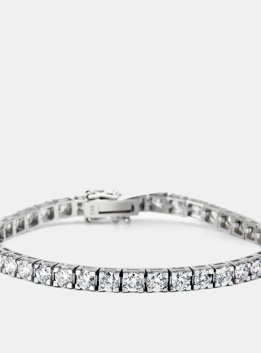 6.45 cts Round Brilliant Cut Lab Grown Diamonds 18k White Gold Tennis Bracelet