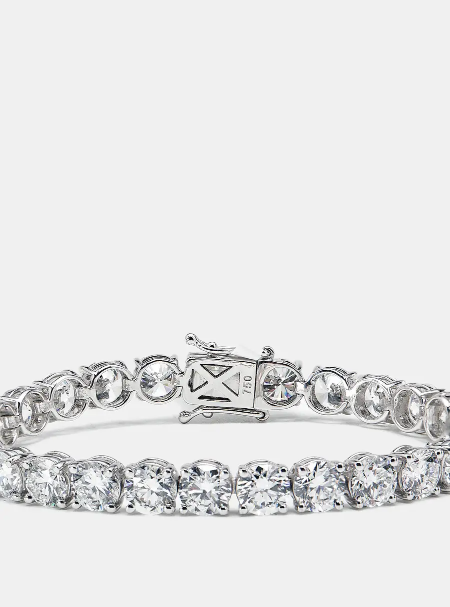 20.13 cts Round Brilliant Cut Lab Grown Diamonds 18k White Gold Tennis Bracelet
