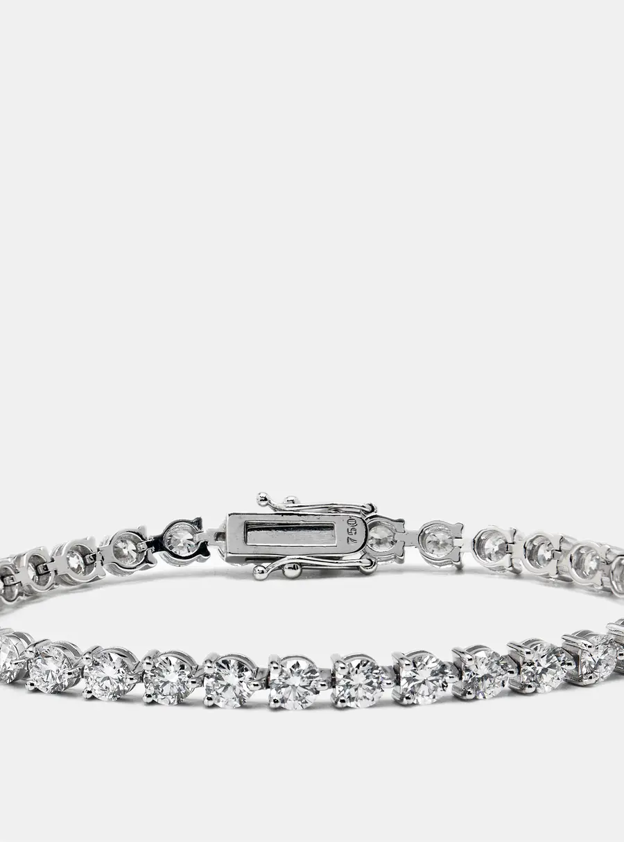 8.02 cts Round Brilliant Cut Lab Grown Diamonds 18k White Gold Tennis Bracelet