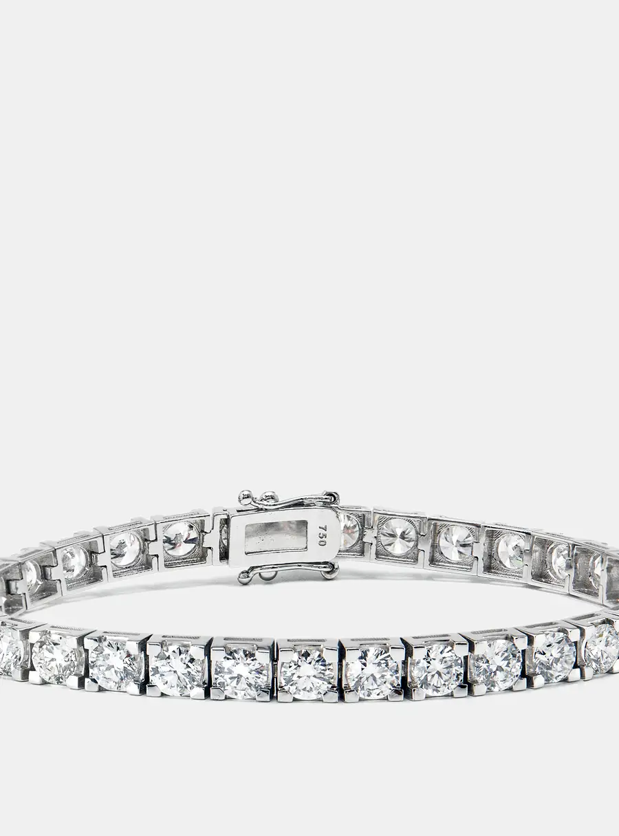 9.10 cts Round Brilliant Cut Lab Grown Diamonds 18k White Gold Tennis Bracelet