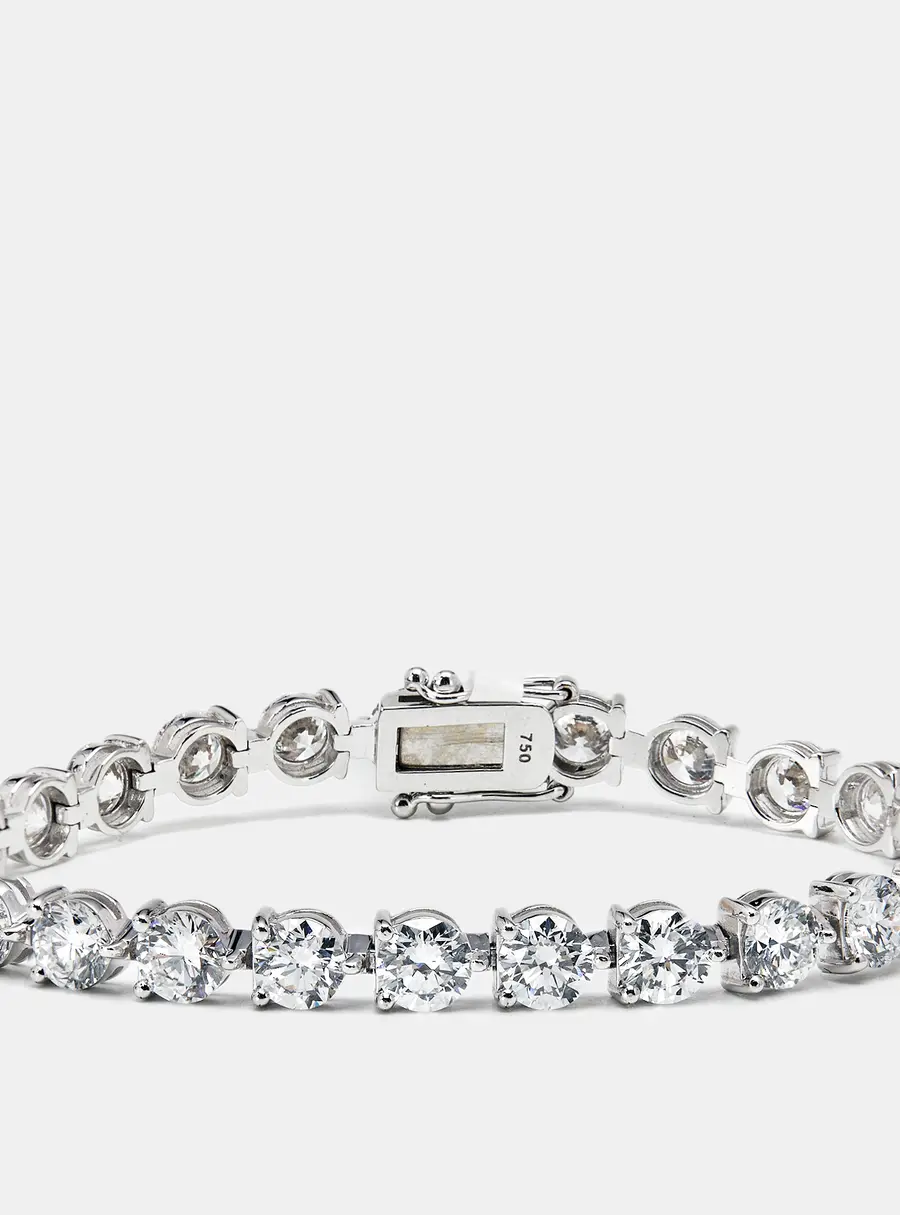 12.98 cts Round Brilliant Cut Lab Grown Diamonds 18k White Gold Tennis Bracelet