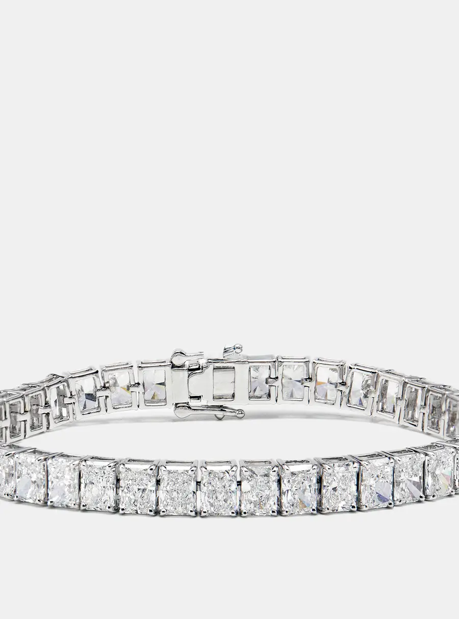 20.51 cts Radiant Cut Lab Grown Diamonds 18k White Gold Tennis Bracelet
