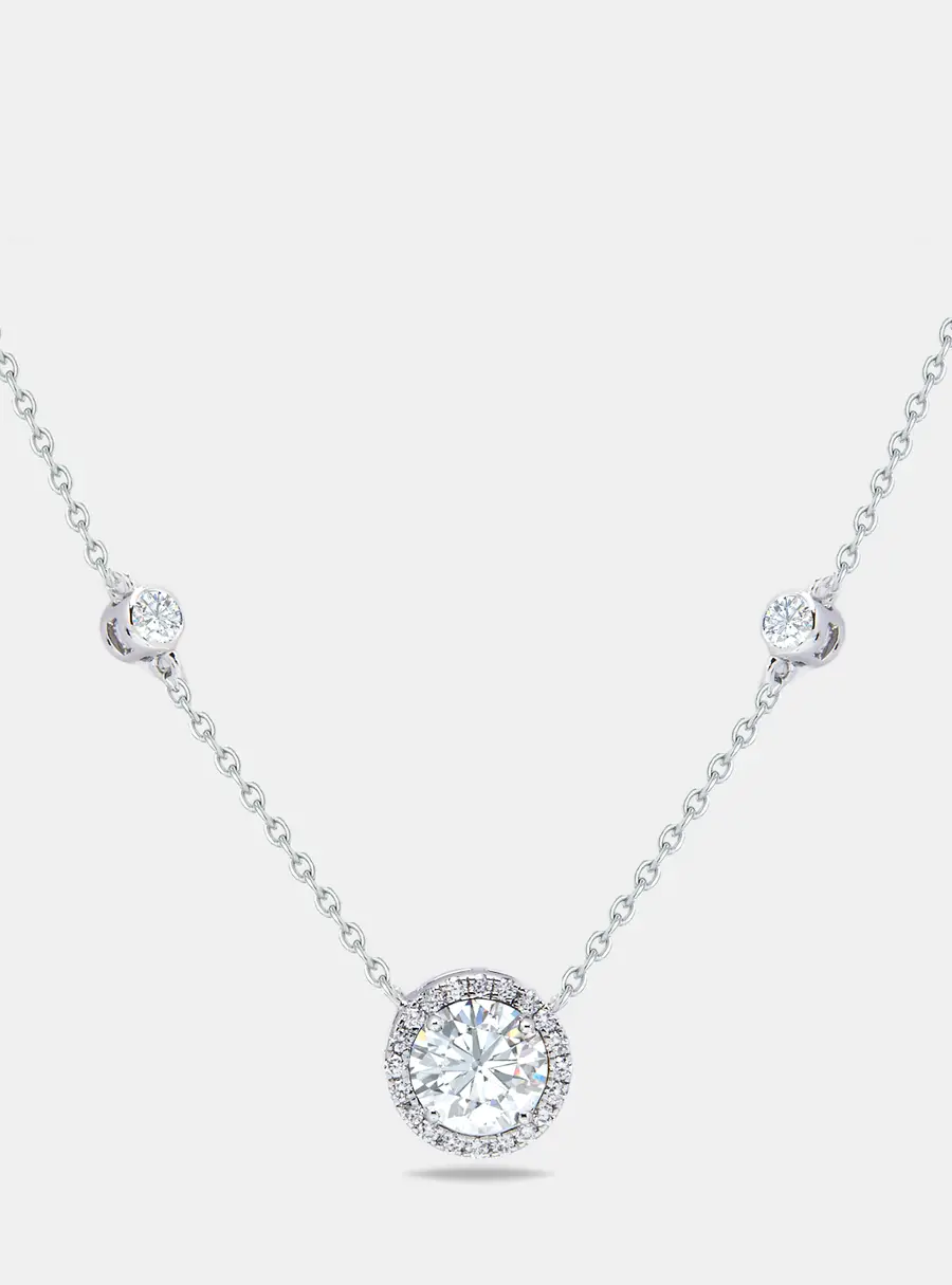 1.80 cts Round Briliant Cut 14k White Gold Lab Grown Diamonds Necklace