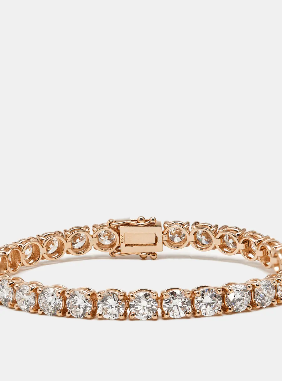 14.50 cts Round Brilliant Lab Grown Diamonds 18k Rose Gold Tennis Bracelet