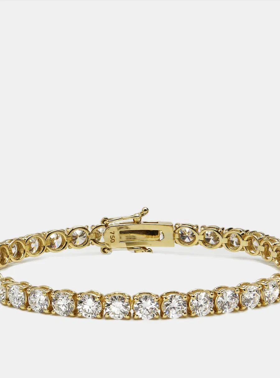 9.80 cts Round Brilliant Lab Grown Diamonds 18k Yellow Gold Tennis Bracelet