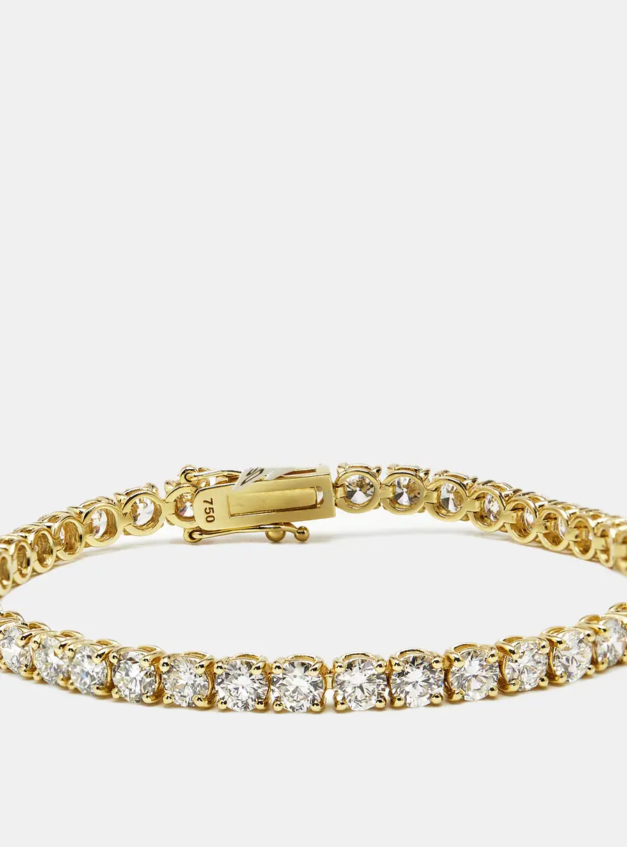 8.00 cts Round Brilliant Lab Grown Diamonds 18k Yellow Gold Tennis Bracelet