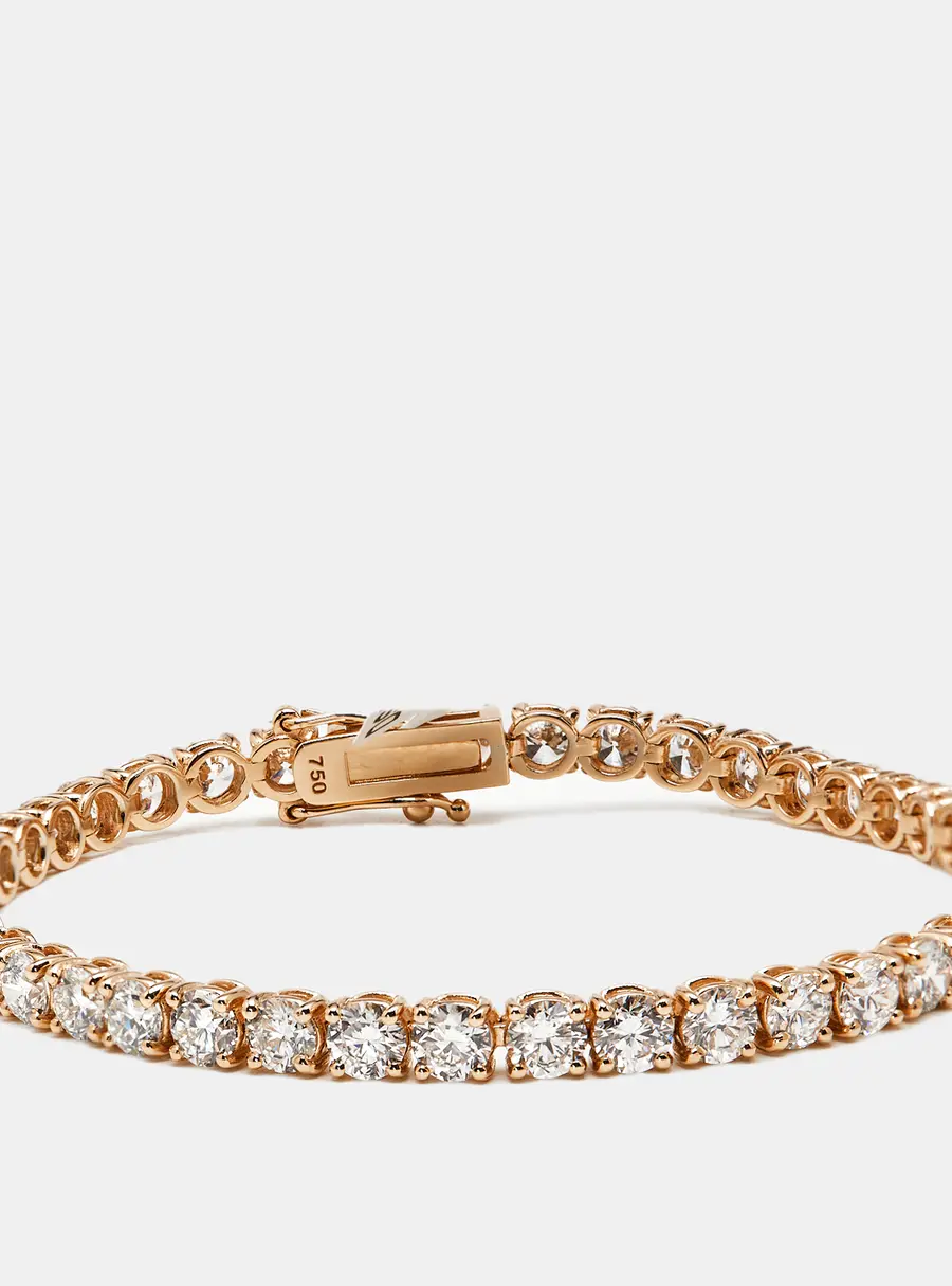 8.00 cts Round Brilliant Lab Grown Diamonds 18k Rose Gold Tennis Bracelet