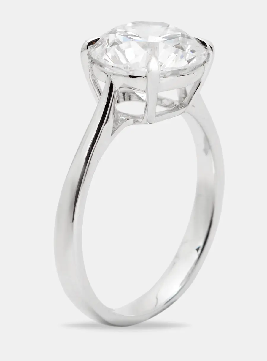 3.15 cts Round Brilliant Lab Grown Diamond 18k White Gold Ring Size 51