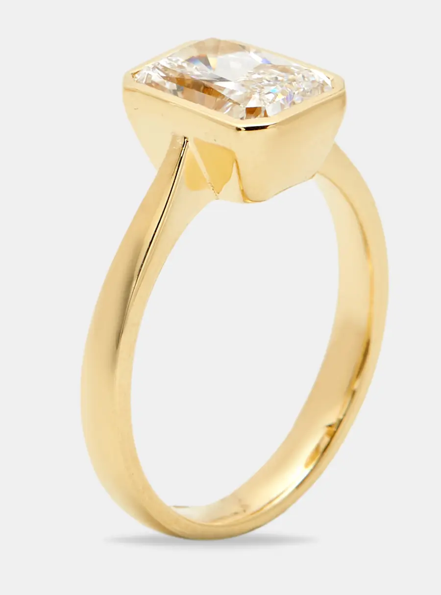 2.00 cts Radiant Brilliant 18k Yellow Gold Lab Grown Diamonds Ring Size 53