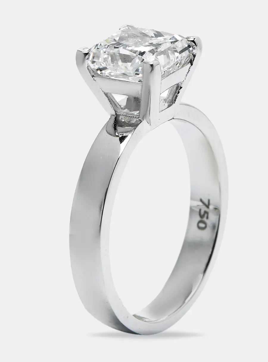 2.00 cts Princess Cut Lab Grown Diamond 18k White Gold Ring Size 53
