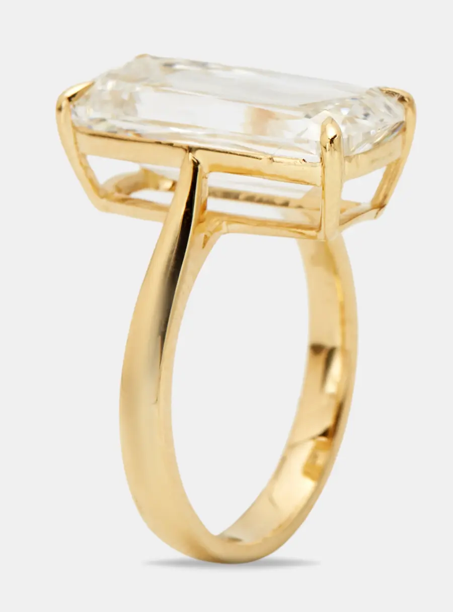 7.20 cts Elongated Cushion 18k Yellow Gold Lab Grown Diamonds Ring Size 54