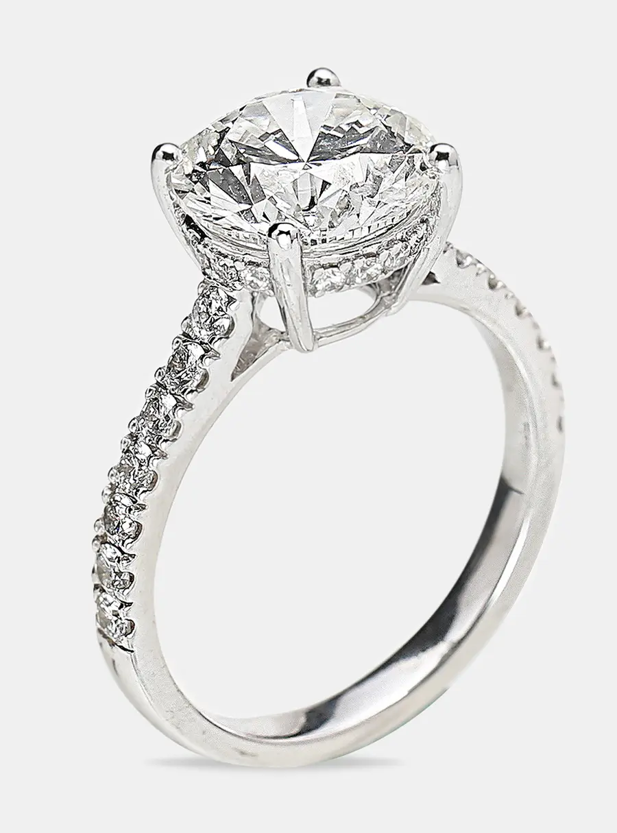 3.50 cts 18k White Gold Round Brilliant Lab Grown Diamonds Ring Size 53