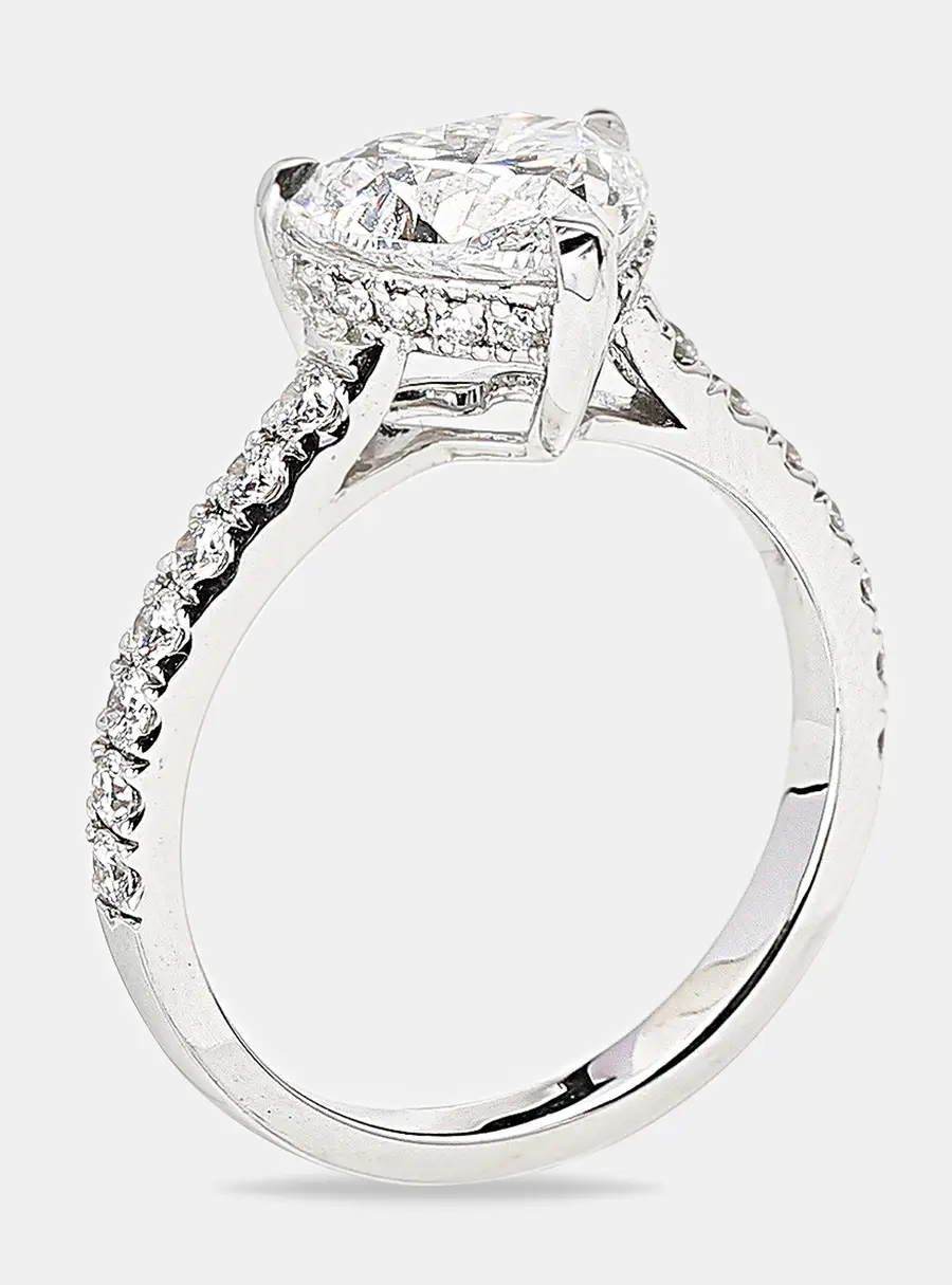 2.50 cts Heart Brilliant Round 18k White Gold Lab Grown Diamonds Ring Size 54