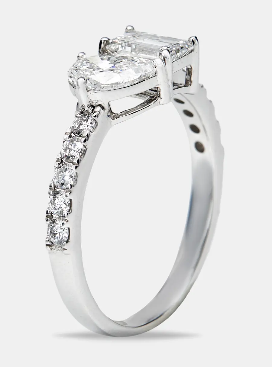 1.30 cts Lab Grown Diamond 18k White Gold Ring Size 53