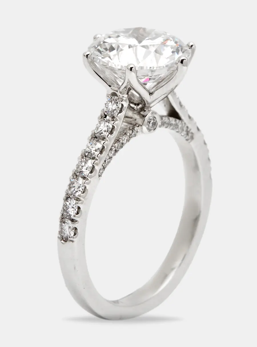 3.65 cts Round Brilliant Lab Grown Diamond 18k White Gold Ring Size 51