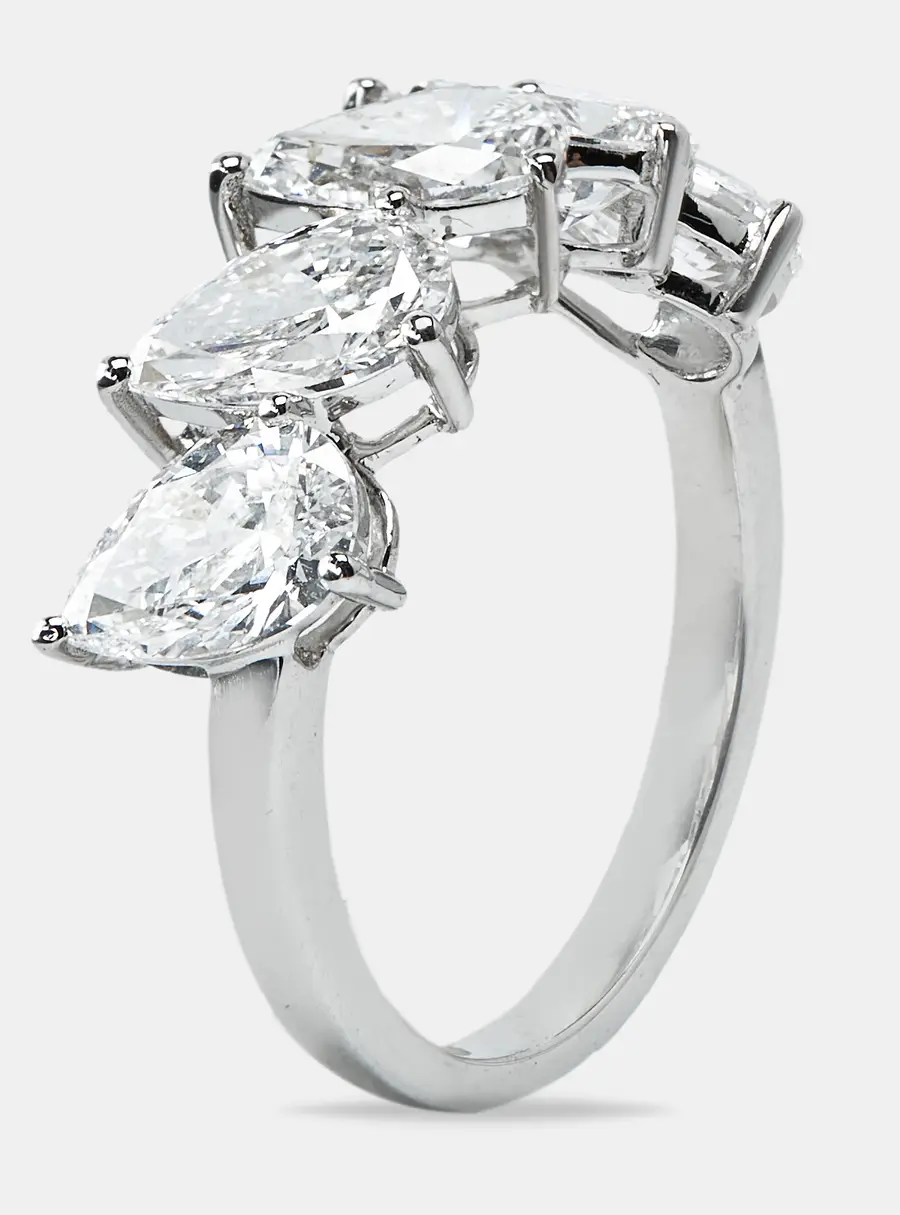 2.50 cts Pear Brilliant Cut 18k Lab Grown Diamond 18k White Gold Ring Size 52