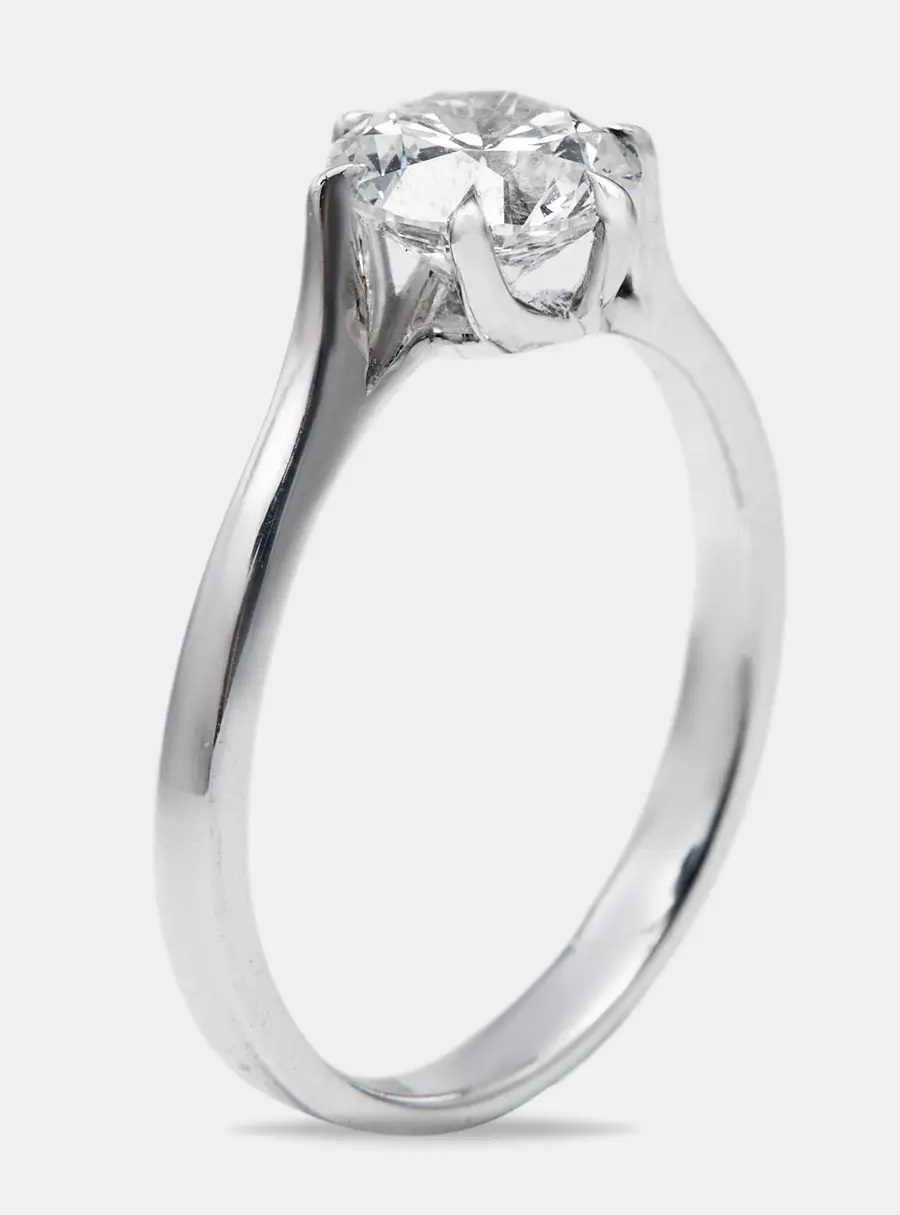 1.00 cts Round Brilliant Lab Grown Diamond 18k White Gold Ring Size 51