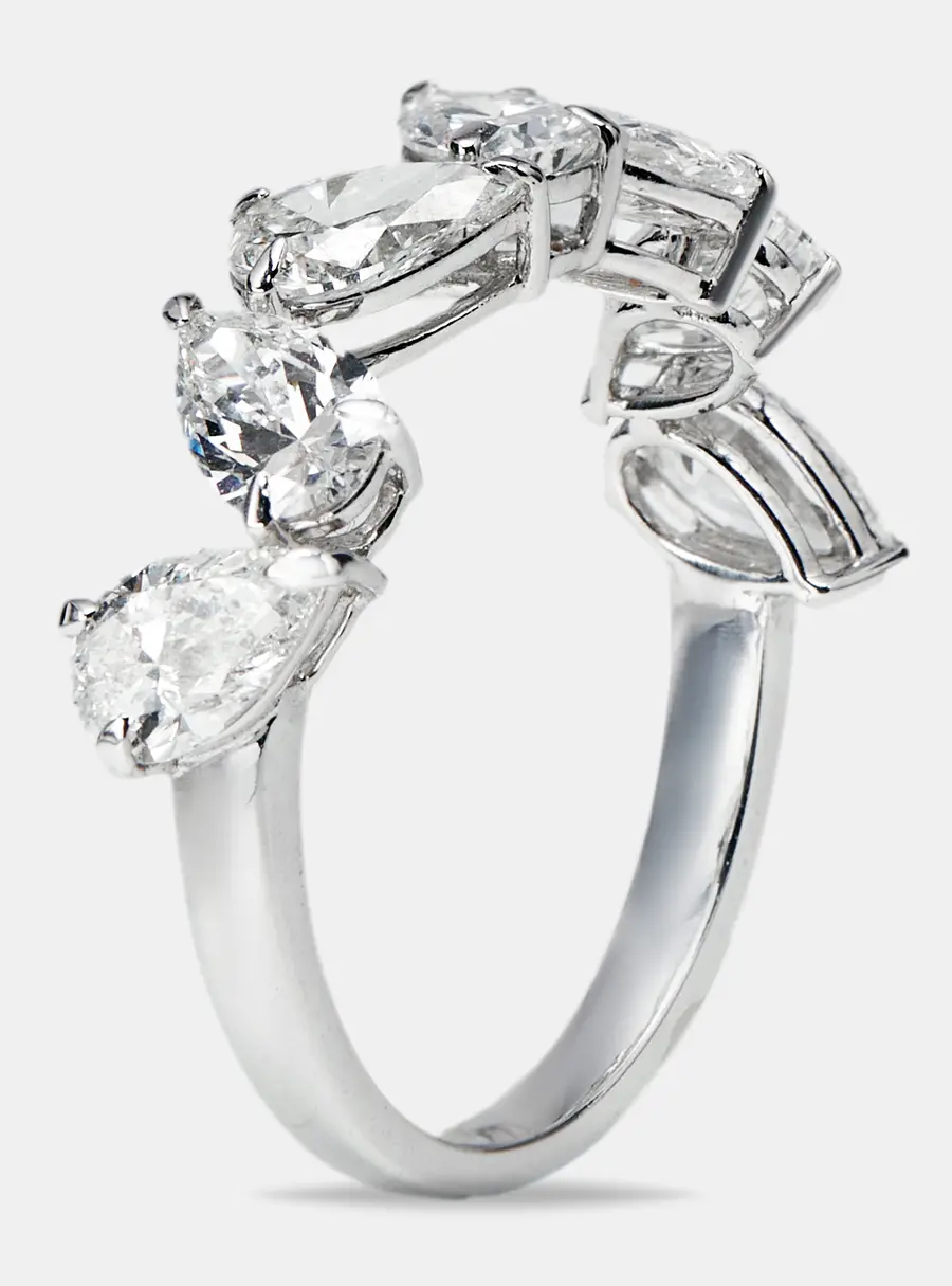 2.30 cts Pear Lab Grown Diamond 18k White Gold Ring Size 51
