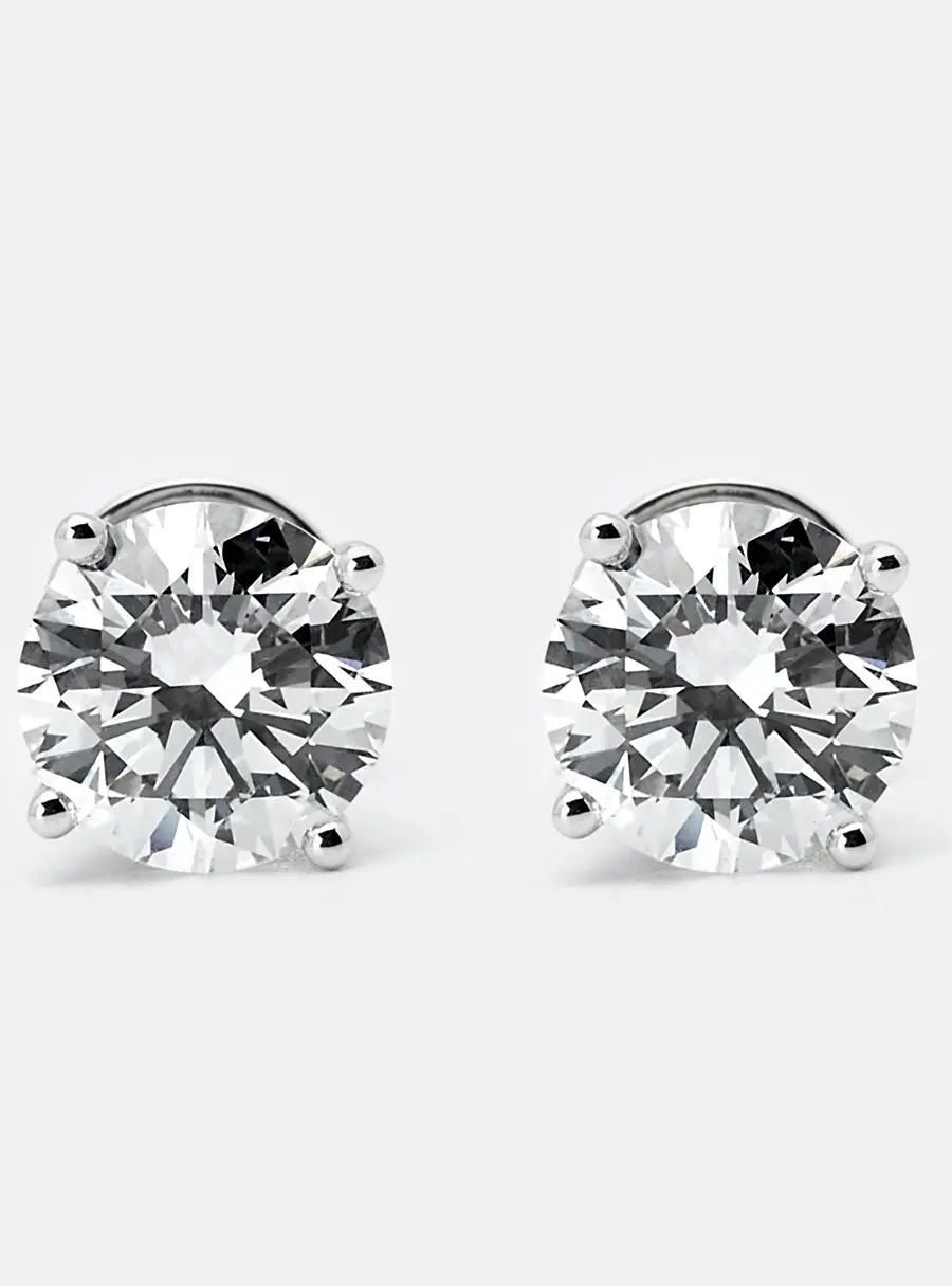 6.00 cts Round Brilliant Cut 18k White Gold Lab Grown Diamonds Solitaire Stud Earrings