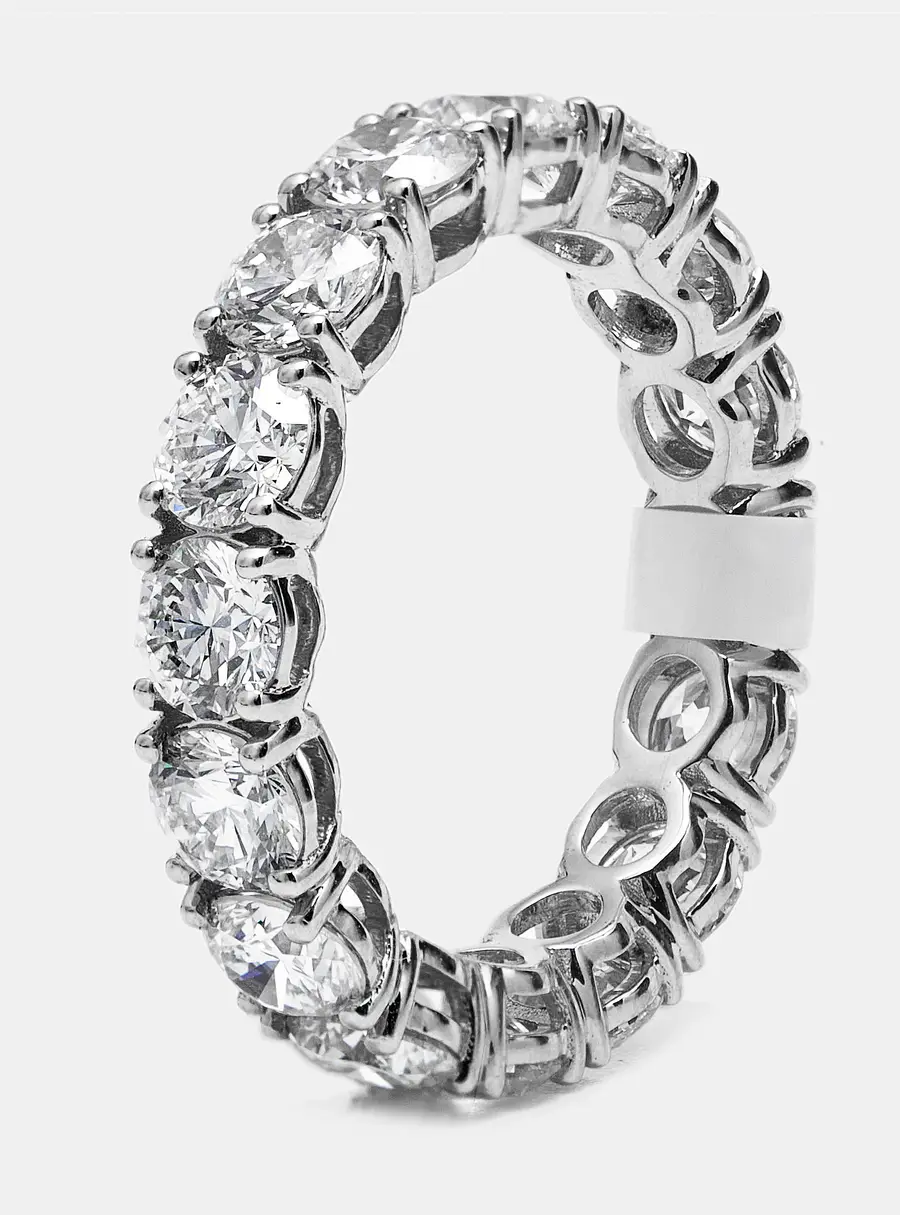 4.4 cts Round Brilliant Lab Grown Diamonds 18k White Gold Eternity Band Ring Size 52