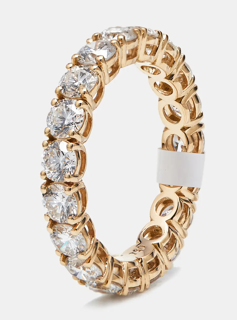 3.00 cts Round Brilliant Lab Grown Diamonds 18k Rose Gold Eternity Band Ring Size 52