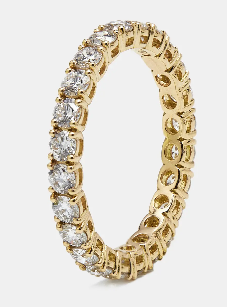 1.25 cts Round Brilliant Lab Grown Diamonds 18k Yellow Gold Eternity Band Ring Size 52