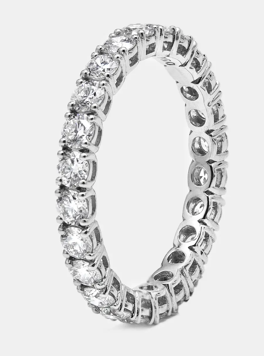 1.25 cts Round Brilliant Lab Grown Diamonds 18k White Gold Eternity Band Ring Size 52